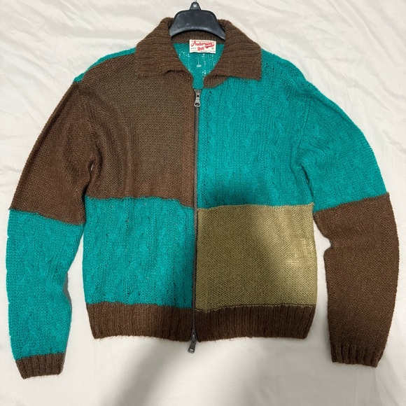 ANDERSSON BELL Men’s Patchwork Checkered Zip Cardigan Mohair Sweater M - Picture 12 of 15